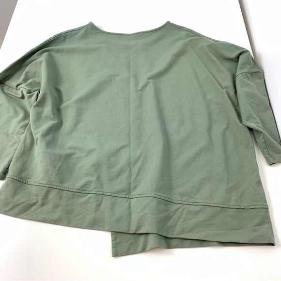 Paolo Tricot Sweater Green Size XL Italy Asymmetrical Boxy Oversized Lagenlook - Picture 9 of 10